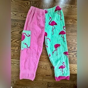 Kiki’s Nation Flamingo Print Kids Towel Pants - Pink and Green
